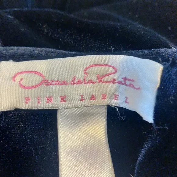 Oscar De La Renta Womens L Pink Label Black Velour 1/2 Zip Long House Sleep Robe - Picture 8 of 10